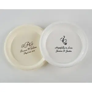 Kate Aspen Personalized 7" Plastic Round Wedding Plates