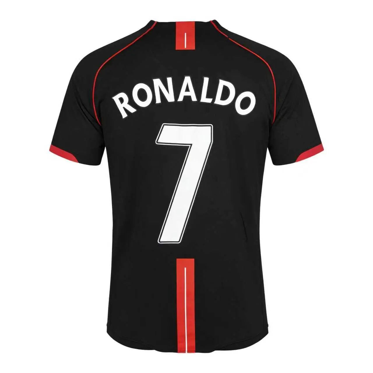7# Ronaldo 07 08 Away Short Sleeve Shirt Retro Soccer Jersey Black Fans Version