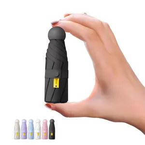 Mini travel umbrella with box,purse umbrella lightweight and portable manual opening umbrella, Compact and small anti UV sunshade umbrella,suitable for use on sunny and rainy days Sky Blue cute folding