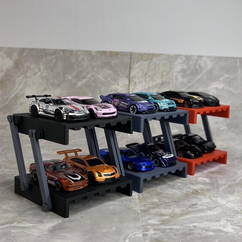 2 Pack 1:64 Transforming Stackable Parking Garage Display | Modular Diecast Stand for Hot Wheels, Matchbox & Tomica
