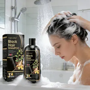 3-in-1 Hair Color Shampoo (Natural Black) – Covers Gray Hair, Herbal & Ginseng Extract, Gentle on Scalp, Nourishing & Easy to Wash, Hydrating for Autumn & Winter, Haircare