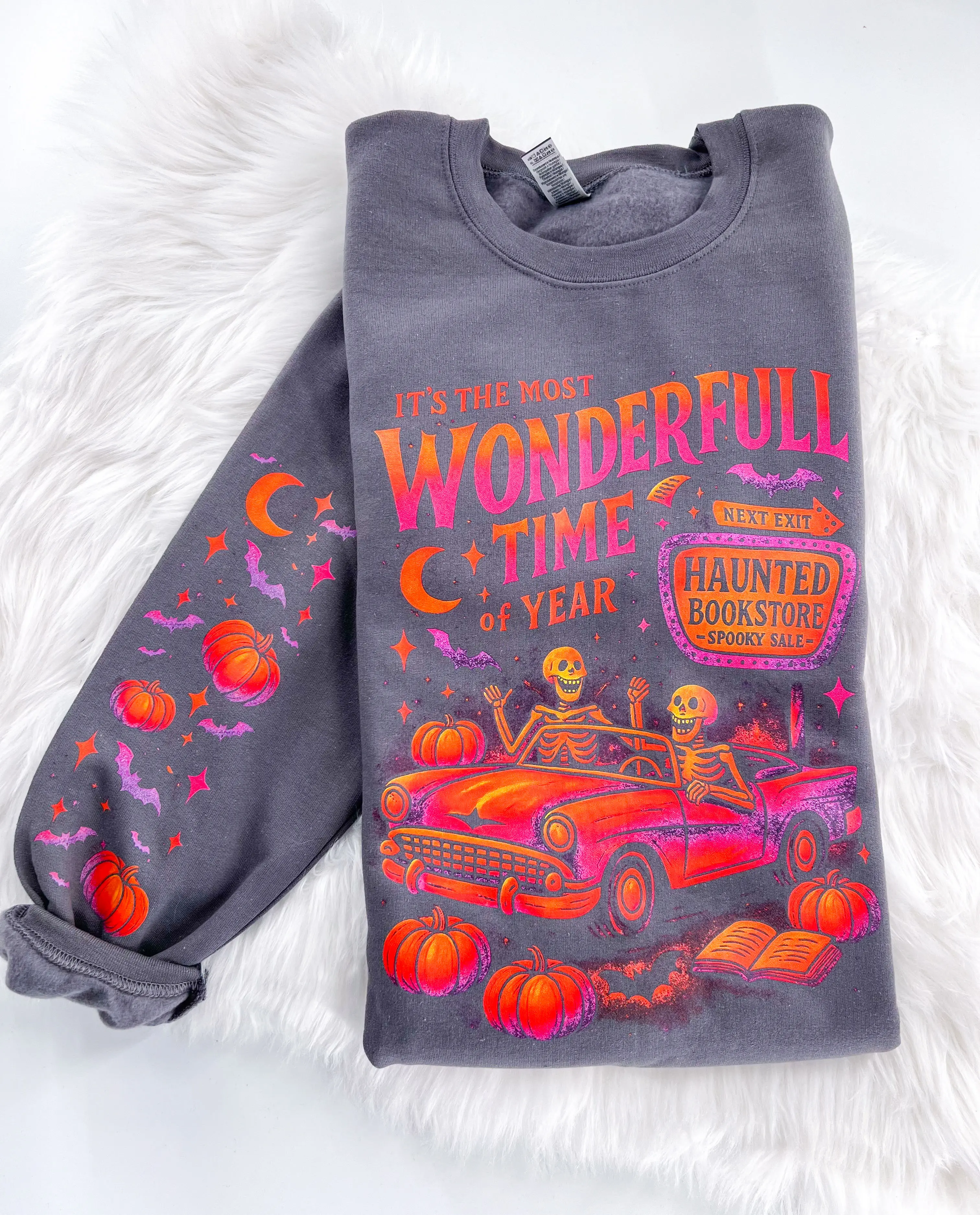 Most Wonderful Time of the Year Halloween Bookstore Graphic Sweatshirt or Hoodie Unisex  Womenswear Crewneck Casual Tshirt Top