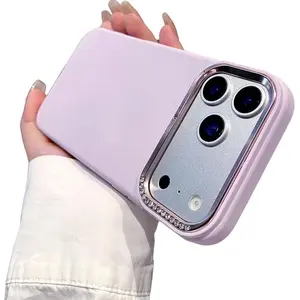 Phone Cases for  iPhone 17 Pro Case 16 15 14 13 12 11 Pro Max Solid Color Glitter Diamond Camera Frame Compatible with iPhone Case for iphone 17 Pro Max