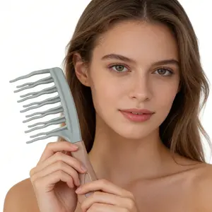 1 pc Dual-Wide Tooth Hair Comb Set for LongCurls and Voluminous Stvles-Stvlish Blackand Light Blue Combs with ABS Handles forEffortless Curl Management and HomeMassages-Perfect Holiday Gift for FrierElegant Hair Combs, Hair Styling Comb