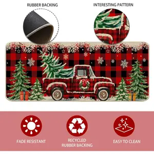 Christmas Kitchen Floor Mats Set of 2 Farmhouse Holiday Decor Buffalo Plaid Non Slip Absorbent Kitchen Rugs for Bathroom Entryway Indoor Home Festive Decorations