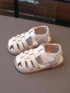 Knitted Sandals with Velcro Closure, Anti-Slip Soft Sole, Simple Versatile Summer Shoes for Babies, Prevent Kickouts, Soft Soled Shoes, Baby Walking Shoes