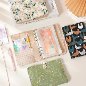 A6 Budget Savings Challenge Planner Notebook with Cash Envelopes, Fabric Cover, Includes 10 A6 Pockets, 12 Budget Cards, 2 Sheets of Stickers