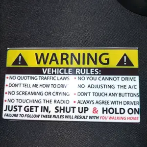 warning car rules sticker