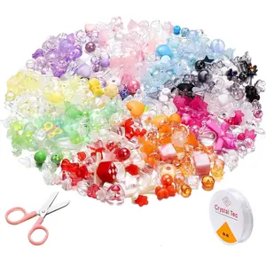 400 count Assorted  Beads with  Hearts Butterflies and Candy Designs - 9 Colors of Cute  Beads for DIY Bracelets, Earrings, Necklace, Craft Projects and  Making.