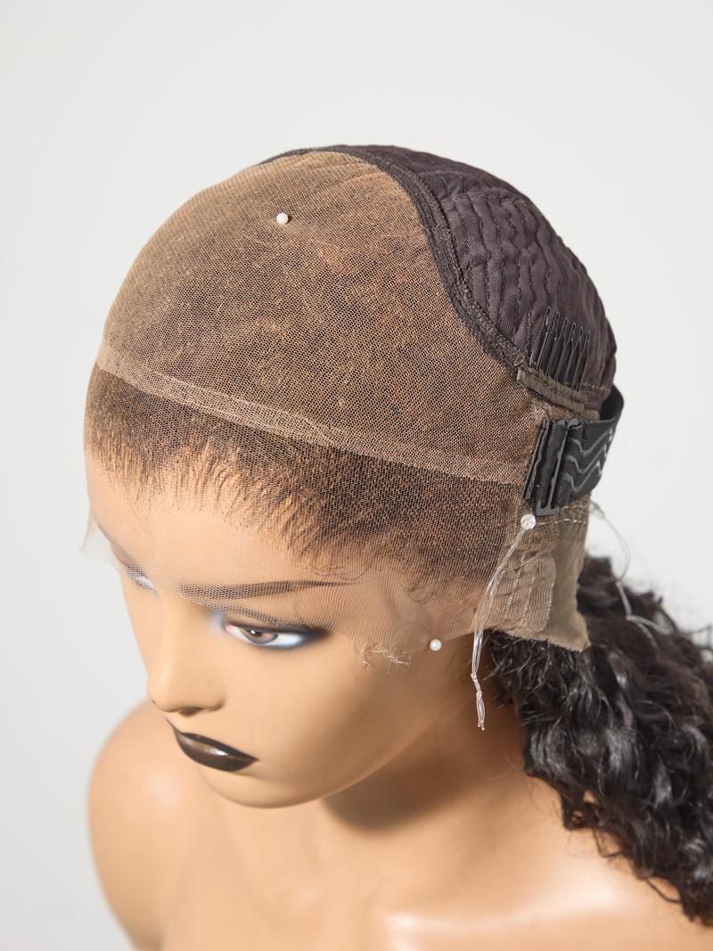 Luvme Water Wave 360 Lace Frontal Put On&Go Wig Invisi Strap Snug Fit Pre-Bleached Knots Pre-Pluck Natural Hairline Pre-Cut Lace 100% Human Hair Wig--Small Head Friendly