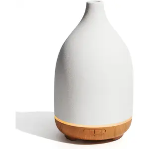 150ml Essential Oil Ceramic Diffuser Handmade Aromatherapy Machine Ultrasonic Cool Mist Humidifier with 2 Spray Modes Waterless Auto-Off Function Suitable for Room Office White