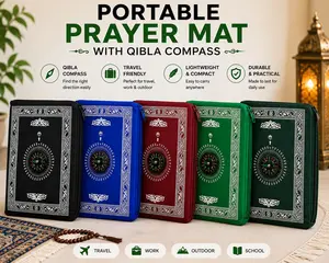 Portable Muslim Prayer Mat with Built-In Qibla Compass | Travel Prayer Rug for Daily Salah