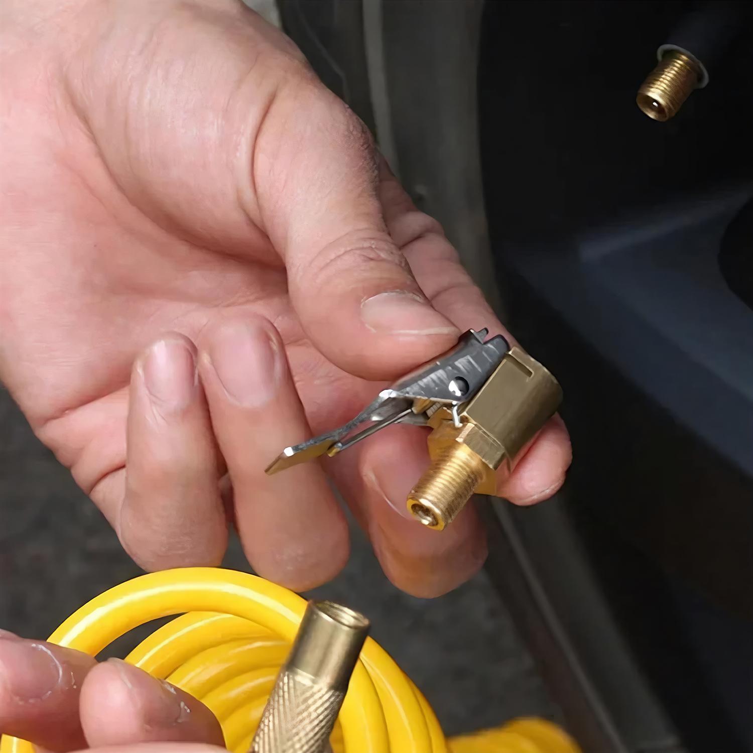 2 Pcs Brass Locking Tire Air Chuck, Tire Inflator Hose Adapter for Twist On Connection Convert to Lock On, No Air Leakage Air Compressor Pump Clip On Tire Chucks, Tire Nozzle with Tire Valve Thread