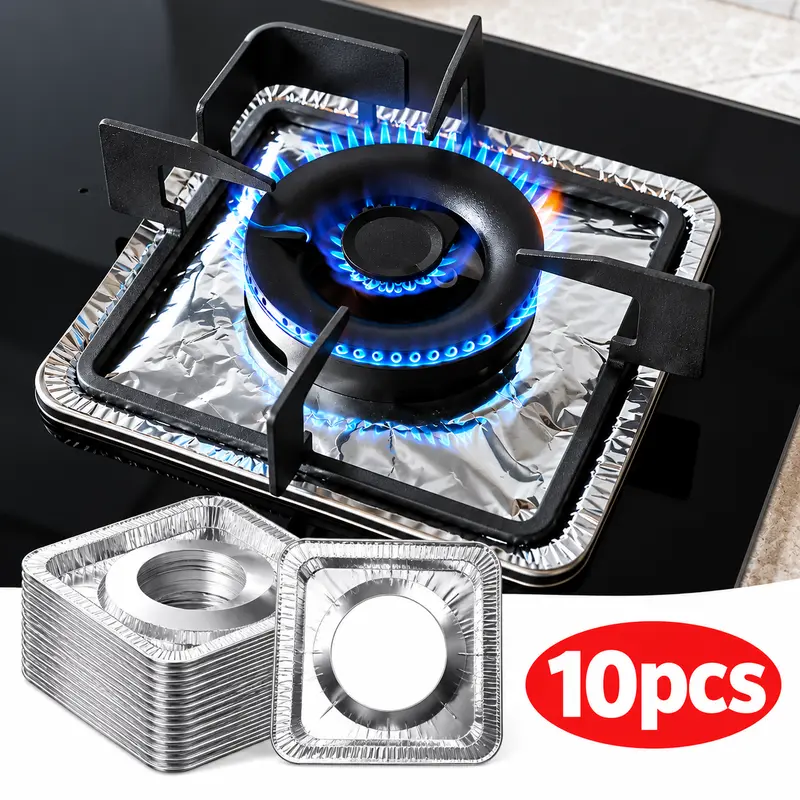 Disposable Stove Burner Protector, 10pcs Aluminum Foil Stove Burner Protector, Gas Stove Protector Pad, Kitchen Accessories