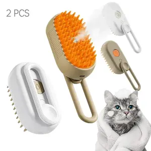 Steam Pet Grooming Brush 3-in-1 - Soft Silicone Comb for Cats & Dogs 360° Rotatable Handle Steam Feature Reduces Static Knots Easy Hair Collection Lightweight Comfortable Grip