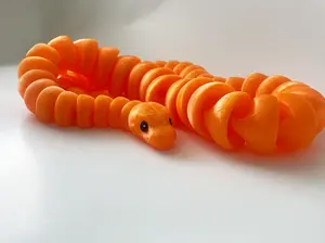 ZOU's Large Translucent Orange Boa Snake Toy - High-Quality 3D-Printed Articulated Buddy with Tiki-Taka Noise for Indoor and Outdoor Play