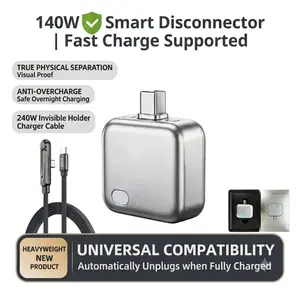 140W Type-C Physical-Disconnect Battery Guard - Auto & Self-Eject Charger, Smart Auto-Stop Accessory for Mobile Phones Laptops Tablets, Anti-Overcharge Tech for Safe Overnight Use, Earbuds Wireless Compatible Gift