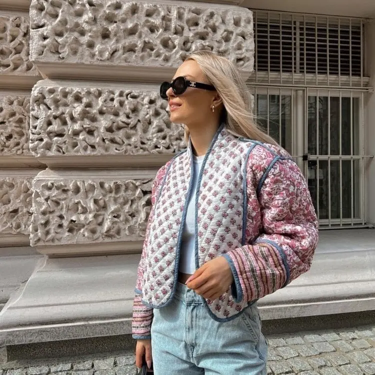 “Leap Of Faith” Vintage Quilted Flower Print Reversible Jacket
