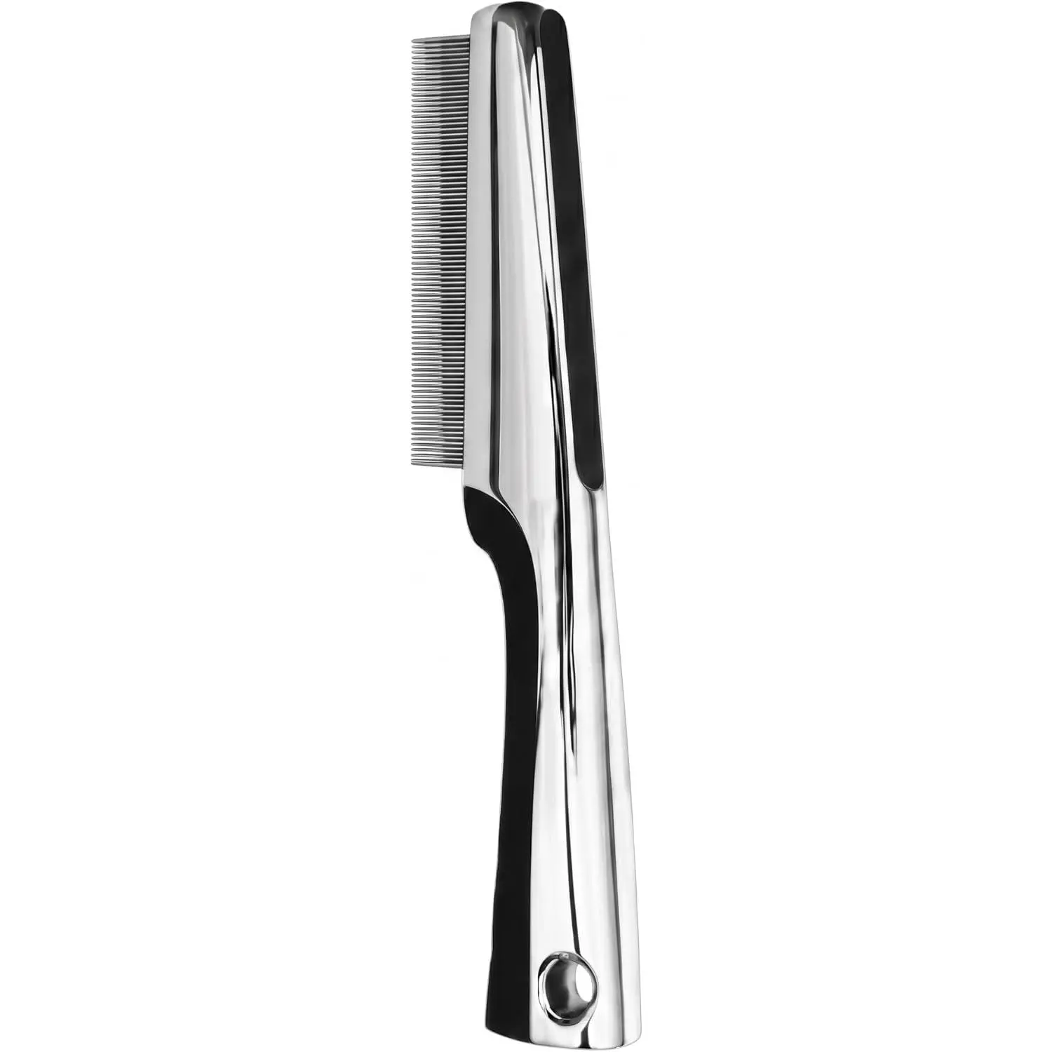 Resco Professional Chrome Flea & Face Comb for Groomers - Anti-Static, Very Fine Pin Spacing, Lightweight, Ergonomic Design Pet Grooming Tool