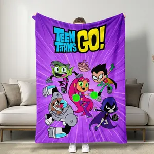 Teen Titans Go! Superhero Team Themed Blanket, Bright Cartoon Comic Style, Features All Main Characters, Soft Plush, Kids' Room Decor#TeenTitansGo #CartoonNetwork