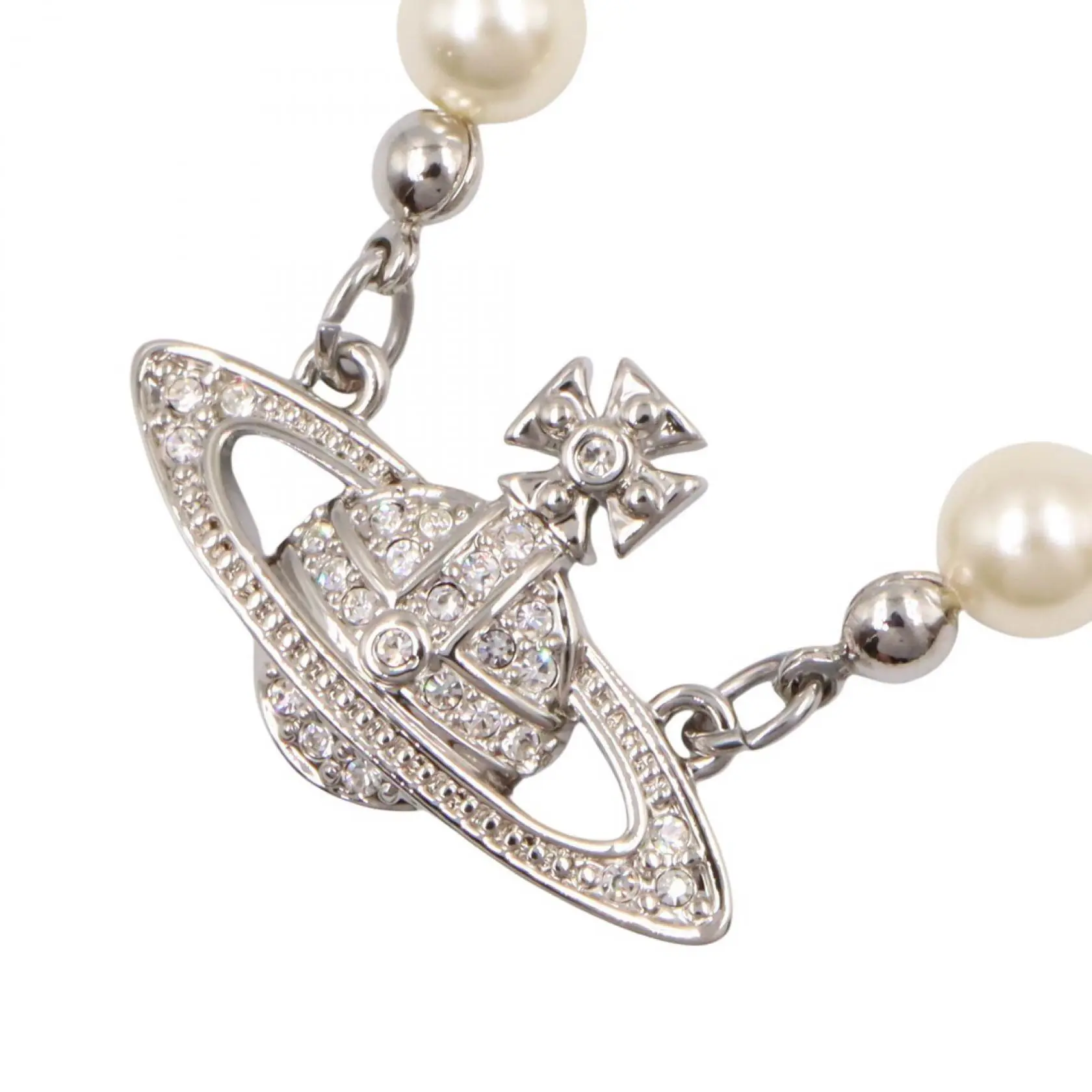 Pre-owned vivienne westwood Stainless Small Leather Goods MINI BAS RELIEF PEARL Steel Necklace