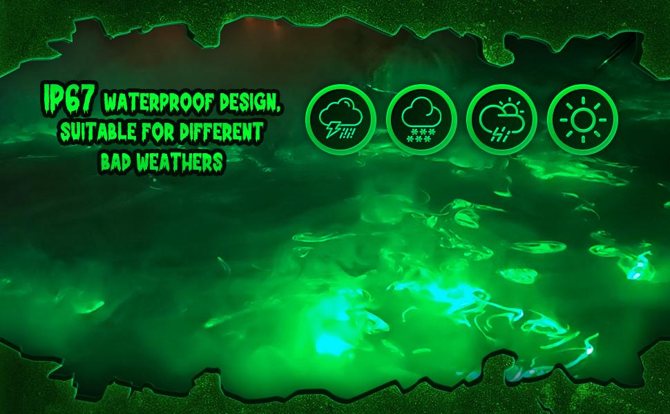 Halloween Laser Swamp Light Works with Low Lying Fog Machine (Not included), Laser Projector Laser Pointer High Power IP67 Waterproof 360-Degree Adjustable Halloween Decor Creepy Haunted House Decor Garden DIY Halloween Witch Decorations for Yard