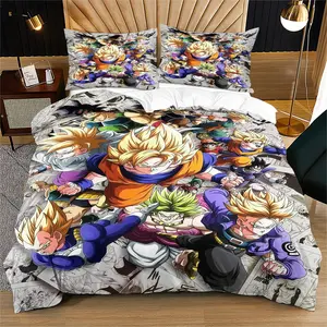 Dragon Ball Series Pattern Quilt Cover Set, Soft And Durable Bedding Set, Including 1 Quilt Cover And 1 Or 2 Pillowcases, Suitable For Children And Adults, Daily Use, Festival, Birthday Gift, Bedroom Decoration