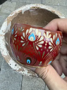 616 Red Glazed Peacock Eye Master Cup Building Cup Teacup DB