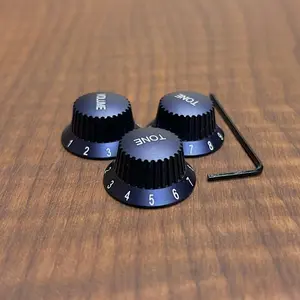 Warmtone CG Anodized Aluminum Strat Knob Set “Midnight Blue” Set Screw