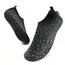 Women's Slip-On Barefoot Diamonds Mesh Shoes - Quick Dry Watershoes, Casual Fashion Watershoes, Breathable Indoor/Outdoor Shoes for Women, Beach Pool Travel Use