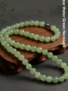 Qinghai Jade Necklace with Hetian Jade Beads, Women’s Elegant New Style Buddhist Prayer Beads, Ice Clear Gemstone Jewelry