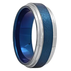 Tantalum Blue Two-Tone Scratch Finish Band, 8mm
