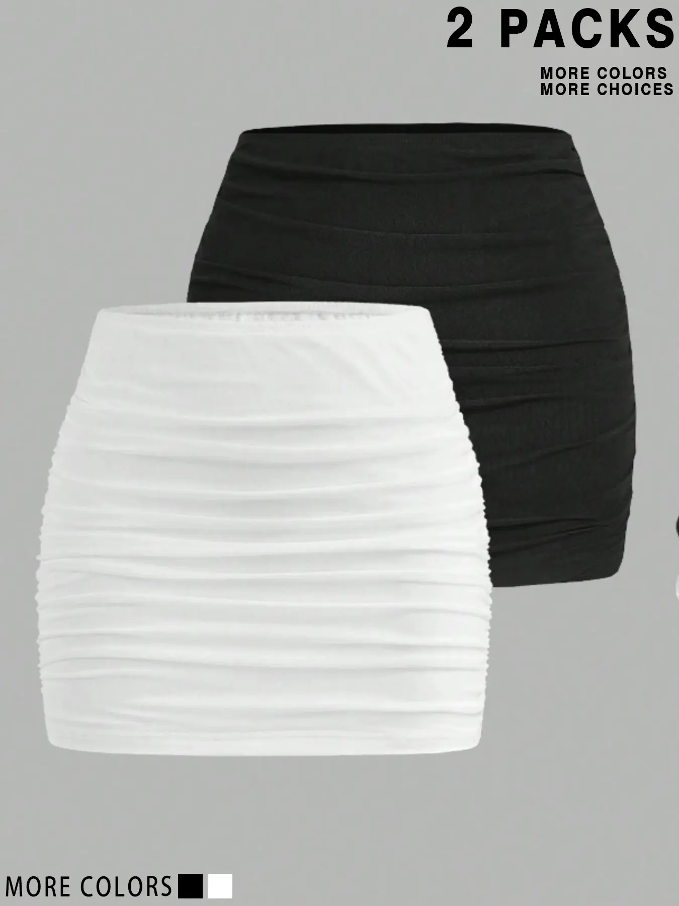 2 PCS High Waist Ruched Bodycon Mini Skirts for Women, Y2K Aesthetic Stretchy Wrap Front Short Skirts, Buttery Soft Casual Party Skirts, TikTok Viral 2026 Club Outfit, Perfect for Daily Wear, Club, Date Night, Concert, Sexy Street Style for Teen Girls,
