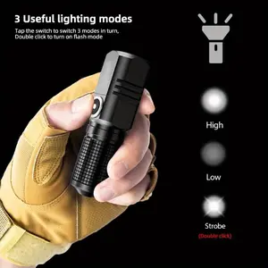 Durable Construction, Compact 800 Lumen P50 LED Mini Flashlight, USB-C Charging, Built-in 1200mAh Battery, Variable Zoom, One-Button Off, 3 Modes, Type-C Cable Included, Non-Waterproof, Rechargeable Flashlight