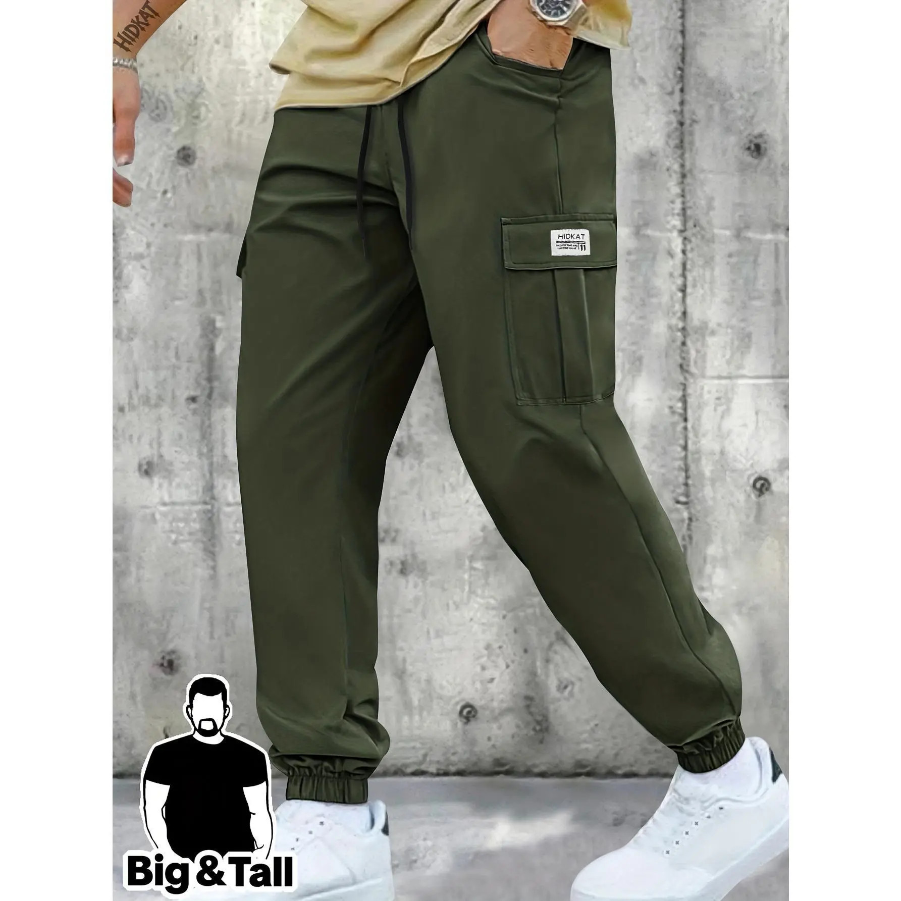 Plus Size Cargo Joggers for Men, Relaxed Cut Nylon Blend Pants with Lightweight Fabric and Adjustable Waist for Hiking, Male Clothing Pants, 2Xl, Outdoor Jogger, Breathable, Casual Cargo Pants