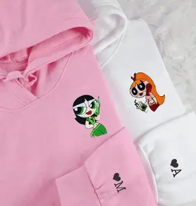 Cartoon Duo Matching Couple Hoodies - Custom Embroidered Sweatshirts For Partners