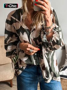 women's floral print long sleeve blouse, vintage casual button top for daily wear, ladies clothes for all seasons, tops for women
