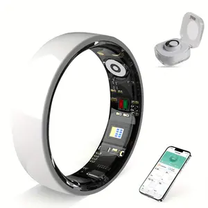 Smart Ring for Men And Women, Crystal Charging Box - Fitness And Sleep Tracker, Step Distance Calorie Monitoring, Multiple Sports Modes, Magnetic Charging, Waterproof, Holiday Gift