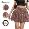 Chicovar Women's Leopard Skort, Ruffle Lace Trim Mini Skirt with Shorts, Leopard & Plain, Elastic Wasit, Perfect for Concert, Party, Casual Wear, Summervibes