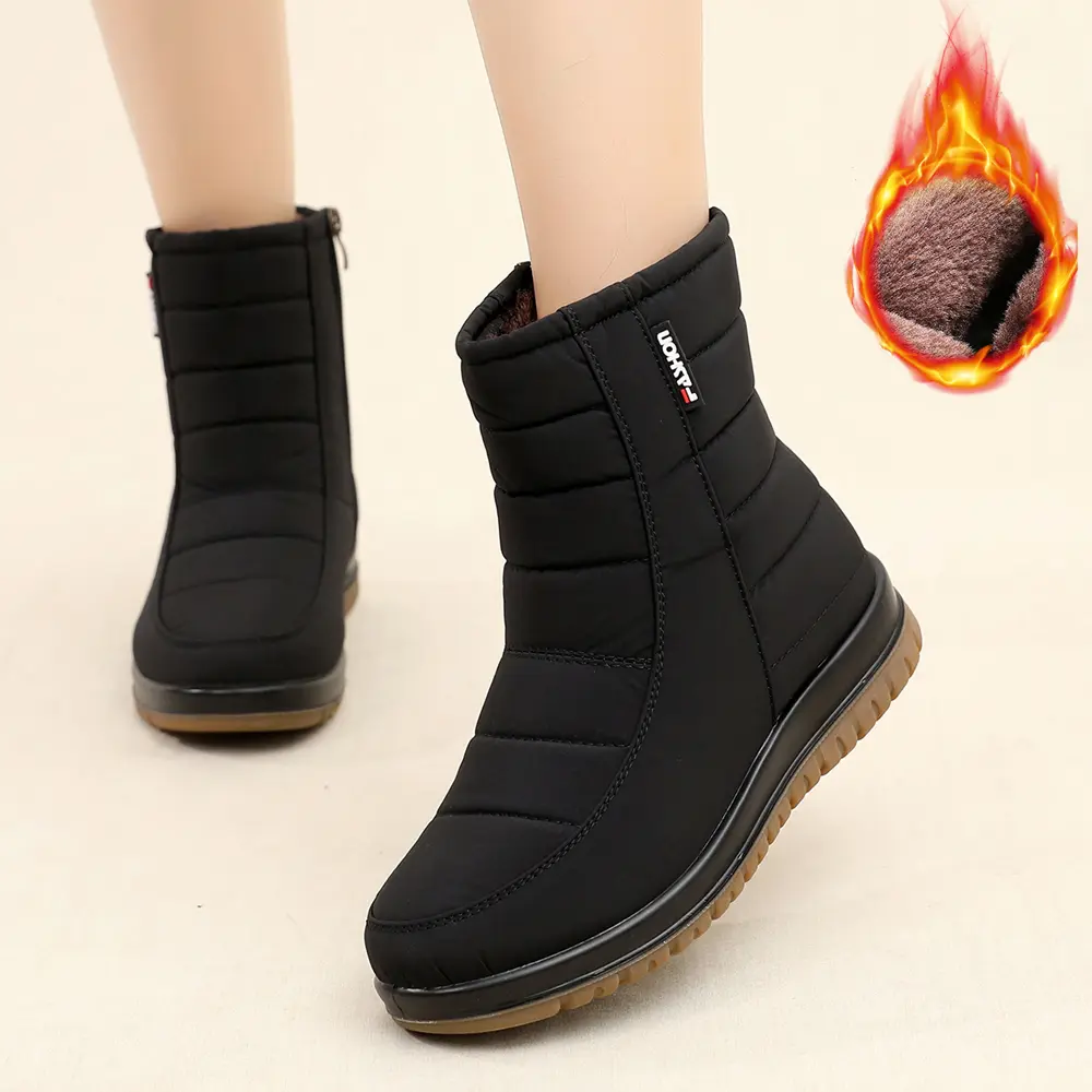 Women's Warm Snow Boots Winter Fur Lined Ankle Boots Waterproof Fabric Upper Thick Sole Non-Slip Outdoor Boots Soft Breathable Comfortable Walking Booties Footwear Girl Shoe Makapal Bota Decor Black winter boots fall boots women botas para mujeres