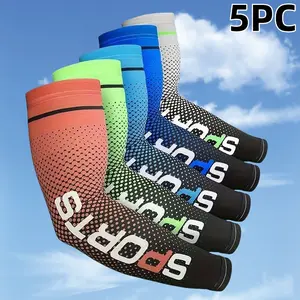 5 Pairs Sports Arm Sleeves - Quick-Drying, Non-Slip, Cooling Compression, UV Protection for Outdoor Cycling