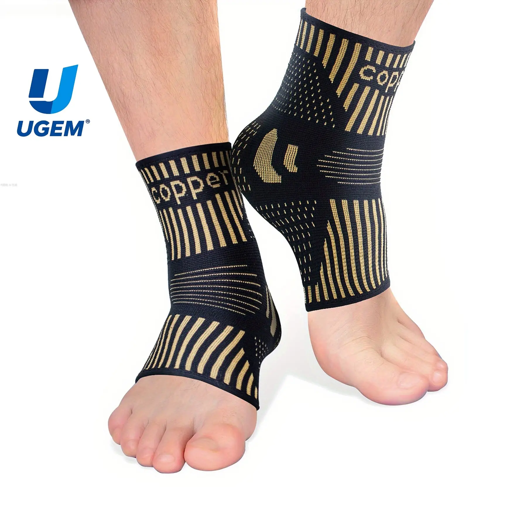 UGEM Copper Ankle Brace Support for Men & Women (Pair), Best Ankle Compression Sleeve Socks for Plantar Fasciitis, Sprained Ankle, Achilles Tendon, Pain Relief, Recovery, Sports summerwins