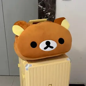 Kawaii Rilakkuma Plush Tote Bag Cute Brown White Bear Cartoon Handbag Soft Casual Shoulder Bag For Women Girl Large Capacity