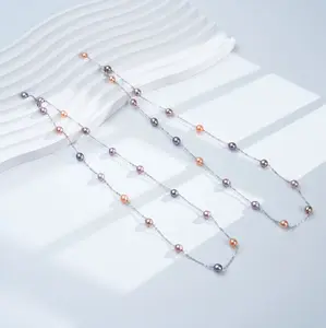 NC60-Skittles Candy Baby Pearls Necklace Starry Night Design with Natural Freshwater Pearls Sweet Necklace for Summer