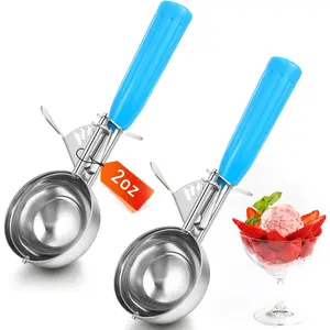 Release Cookie Scoops Ice Cream Scooper with Trigger Release Portion Scoop Stainless Steel for Portion Control, Baking Food, Cookie Dough (2 oz,Blue)