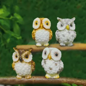 Owl Resin Small Ornaments Decoration Bonsai Green Plant Creative Gift Crafts Ornaments Creative Fashion Halloween Party Gifts for Kids Adult Home Room Decor