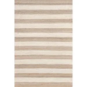 Alisia Flatweave Striped Jute Area Rug - Natural Color, Soft Jute Material, Versatile Design for Home Decor