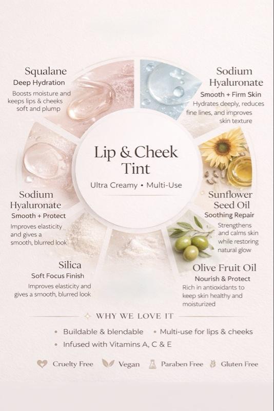 Khytie Beauty Lip & Cheek Tint -Snow Berry Ultra-Creamy Multi-Use Formula with Vitamins A C E for Soft Radiant Finish Lips