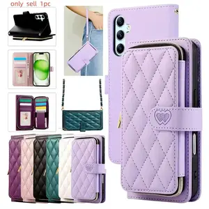 Crossbody Leather Wallet Case for Samsung Galaxy A72 A22 A31 A24 A05 A73 A55 A35 A54 A32 A25 A17 A26 A57 A37 Phone Cover Strap