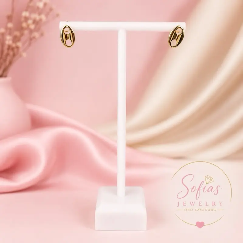 18k Gold-Plated Copper Coffee Design Stud Earrings